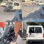 KAZA ANI KAMERADA: ARACIN ÇARPTIĞI MOTOSİKLETLİ SAVRULDU