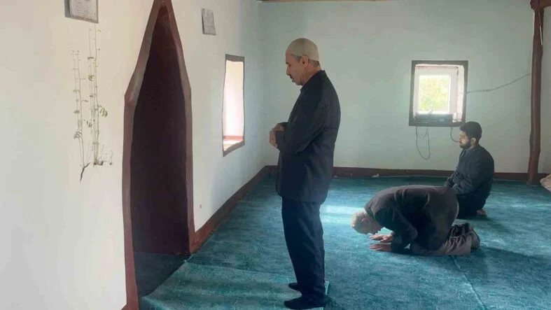 DİYARBAKIR'DA BİR CAMİNİN MİHRAP KISMINDAKİ DUVARDAN ÇIKAN BİTKİNİN YAPRAKLARI YEŞERDİ