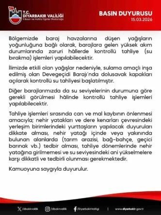 DEVEGEÇİDİ BARAJINDA SU TAHLİYESİNE BAŞLANDI