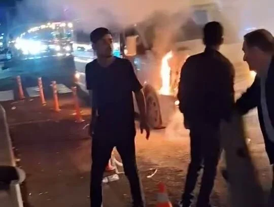 Diyarbakır’da yolcu minibüsünde korkutan yangın
