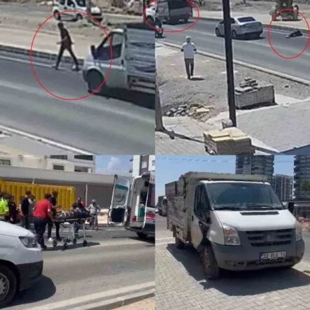16 YAŞINDAKİ SÜRÜCÜNÜN KULLANDIĞI KAMYONET YAYAYA ÇAPTI: KAZA ANI KAMERADA