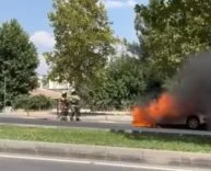 DİYARBAKIR'DA PARK HALİNDEKİ OTOMOBİL ALEVLERE TESLİM OLDU