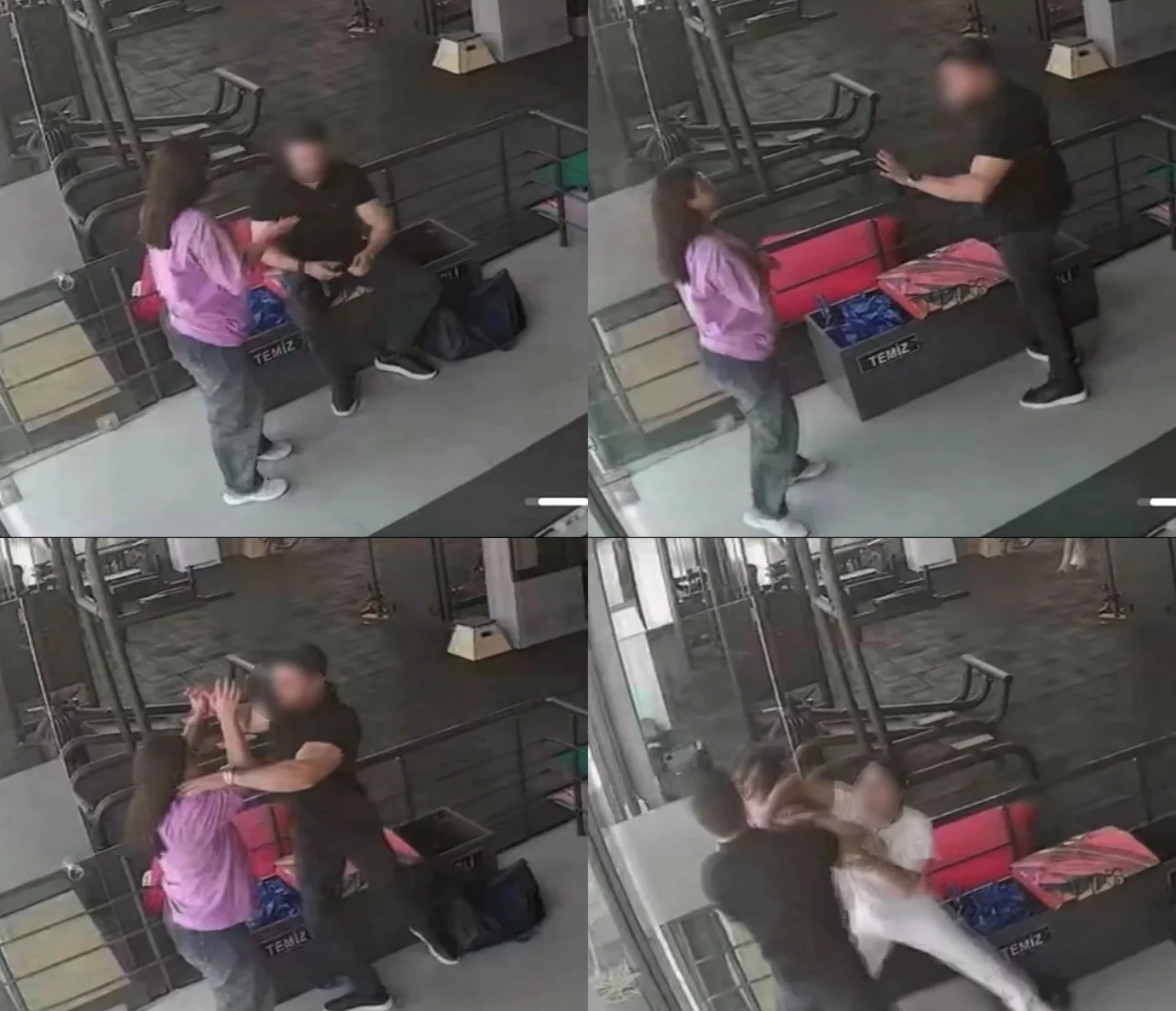 Spor salonunda kadın işletmeciye saldırı: Olay anı kameraya yansıdı