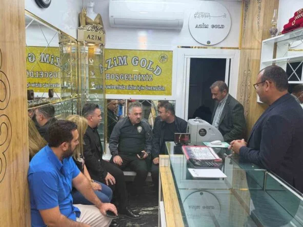 EMNİYET MÜDÜRÜ MUTLU VE DİKO BAŞKANI SANAL İŞ YERİ KURŞUNLANAN KUYUMCU İLE GÖRÜŞTÜ
